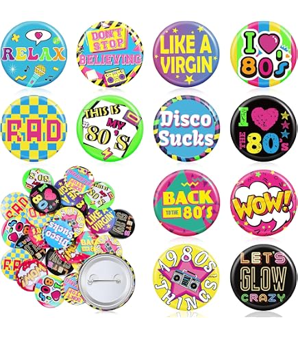 100 Retro-Buttons – 25mm, Bunt, Für Rucksack & Jacke