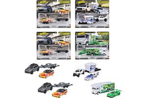 ホットウィール(Hot Wheels) チームトランスポート アソート ミニカー 4パック 計8台 BOX販売 3歳から FLF56-987M | 1:64スケール・トランスポーター・2台セット・ダイキャストカー・モータースポーツ