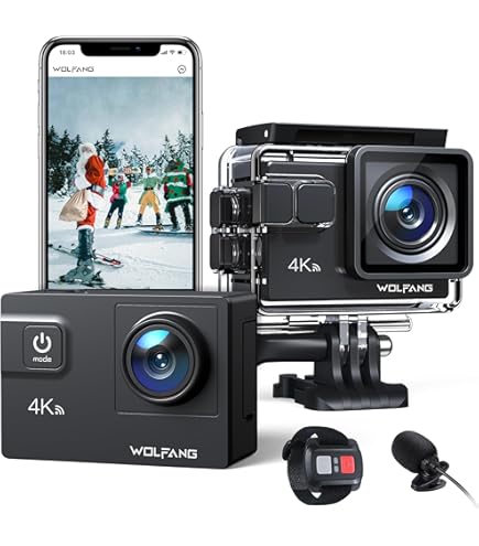 Amazon | WOLFANG アクションカメラ 4K 24MP水中カメラ WiFi機能 耐揺