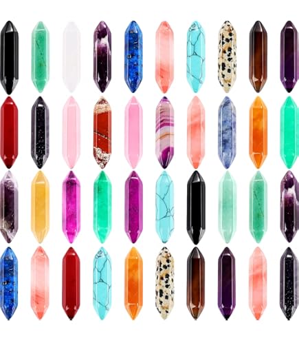7 Chakra Healing Crystal Wands Set - Tumbled Stones With Hexagonal Points 4 thumbnail image