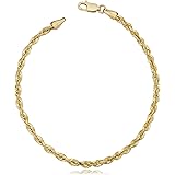 Kooljewelry Mens or Womens 10k Yellow Gold 3.2 mm Rope Chain Bracelet