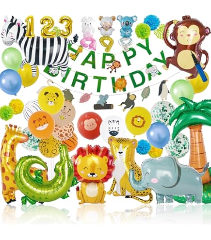 Amazon.co.jp: 動物 誕生日 飾り付けセット アニマル バースデー
