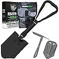 Rhino USA Folding Survival Shovel w/Pick - Heavy Duty Carbon Steel Military Style Entrenching Tool for Off Road Camping Garde