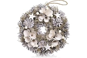 Morikuru(Rinate) 北欧風 リース 直径 25cm 壁掛け ナチュラルリース クリスマスリース 飾り 白 SG Wonder zone SG09-02 ホワイト