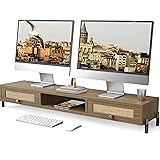 Fenge モニター台 卓上 モニタースタンド パソコン台 机上台 2段 横幅113cm スチール製脚 木製天板 卓上収納 pc台 机上台 ディスプレイ台 デスクシェルフ ブラウンG04D4104D