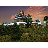 日本１００名城 安土城天守閣1/360サイズ お城 模型 天守閣のジオラマ完成品 B4サイズ ライトアップ