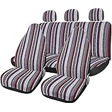 Amazon Copap コーパープ カーシートカバー エスニック風柄1 前席シートカバー2個 バックシートカバー１個 ハンドルカバー１個 クション枕2個入り マルチカラー 軽自動車 普通車 フロント座席 リア座席適用 おしゃれ かわいい シートカバー 車 バイク