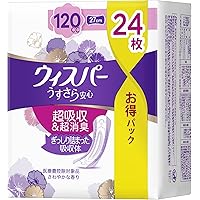 [大容量] ウィスパー うすさら安心 120cc 24枚 (女性用 吸水ケア 尿もれパッド)【多い時も安心用】