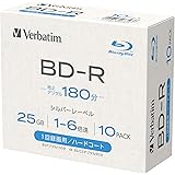 【Amazon.co.jp限定】Verbatim バーベイタム 1回録画用 ブルーレイディスク BD-R 25GB 10枚 1-6倍速 シルバーレーベル 5mmプラケース インデックスカード付き VBR130R10L-A