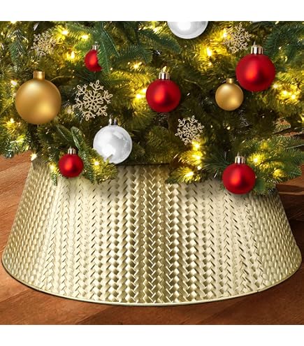 Gonna Per Albero Di Natale Con Paillettes - Diametro 85 Cm, Colore Champagne Gold, 6 Pezzi, Facile Montaggio