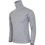 [ビシルポール] メンズタートルネックTシャツ長袖コットンモックネック暖かいTシャツ。