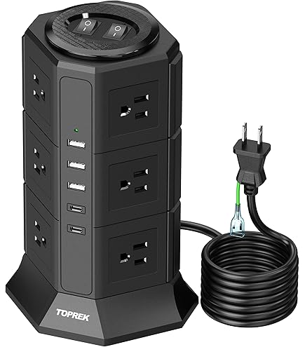 Amazon.co.jp: POWERJC タワー式電源タップ 4層縦コンセント 16AC