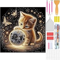 Amazon | ダイヤモンドアート 子猫の花のジェンガ ダイヤモンド