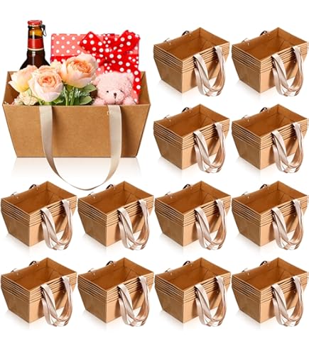 Thenshop 44 Pcs TWE5 For Gifts Empty Gift Bulk Include 12 Cardboard Tray 12 Plastic Bags 20 Pull Bows Wedding Baby Shower Graduation Birthday Pa - View #11