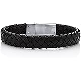 SPARTAN Mens Bracelet in Genuine Braided Leather with Stainless Steel in Black or Brown | Men's Stylish Fashion Accessories