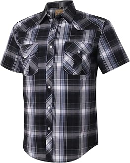 Short Sleeve Casual Western Plaid 