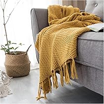 Amazon｜吸湿発熱 毛布 マスタード イエロー ブランケット