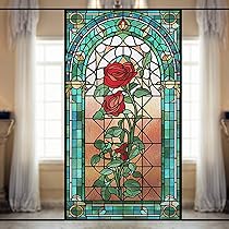 レトロ ステンドグラス 窓枠 雪