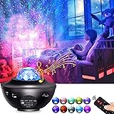 AoiNaka「最新改良版＆リモコン式」スタープロジェクターライト ベッドサイドランプ 21種点灯モード LEDデジタル2in1投影効果 星空ライト プラネタリウム タイマー機能付き 音量/明るさ/波紋回転スピード調整可 音声制御 催眠投影プレーヤー