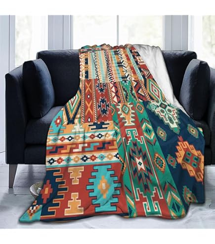 Amazon｜毛布 インディアン ネイティブアメリカン 南西部 オルテガ柄
