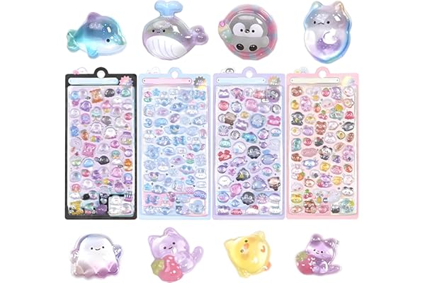 シール 可愛い 4枚セット 3D 立体 ごほうびシール DIY用 手帳用 日記帳用 キラキラな 女の子 デコシール 携帯電話飾 立体 ごほうび