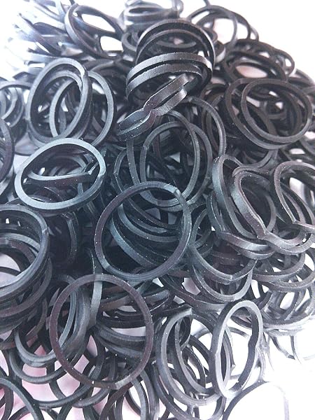 Loom Bands Refill Pack, Select Color, Black, 600 Pieces, 12 Colorful S-Clips (Black) - 1