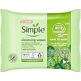 Simple, Kind to Skin, Biodegradable Cleansing Wipes with Vitamin B5, Vitamin E and Pro Amino Acids, 25 Pack