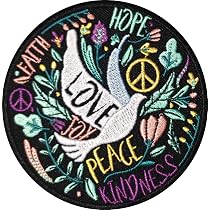 Peace Sign Iron-On Patch - Black Embroidered For Jackets & Bags - View #11