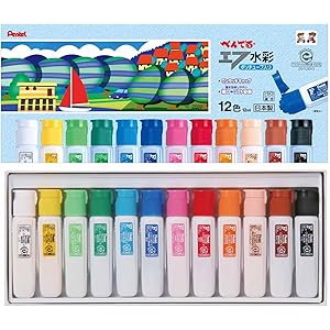 ぺんてる 絵の具 エフ水彩 WFC2-12 ポリチューブ入り 12色