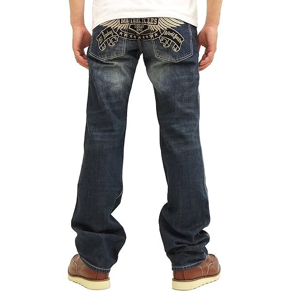 Amazon | [花旅楽団] Script 和柄 デニムパンツ SP-501 菊花刺繍