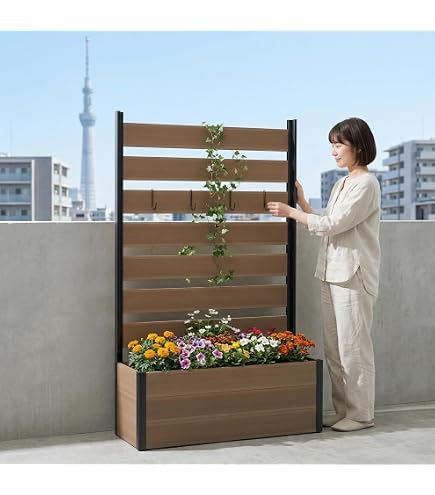 Amazon | フェンス 目隠し 人工木 プランター付き (幅72 高さ150cm