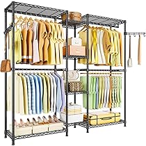 Amazon｜AZAKBL ハンガーラック 大容量 伸縮 幅148~188cmワードローブ