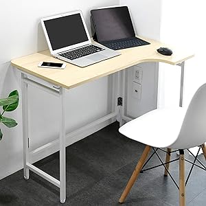 [山善] デスク (L字デスク) 折りたたみ 傷・汚れ・水分・熱に強い天板 なめらかな表面 角が丸い アジャスター付き…