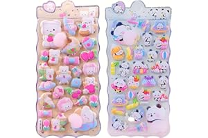 MINGYI おしりぷにぷにシール 3D 可愛い 立体 お尻シール かわいい ご褒美 デコ 手帳用 DIY スマホデコ 女の子 プレゼント ウサギ クマ パンダ 2枚セット ストレス解消 プニプニシール（クマ+パンダのモチーフ）