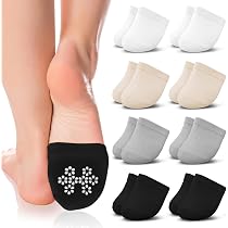 Jinny's Shoppe 8-Pair Toe Topper Socks - No Show Invisible Half Socks With Non-Slip Bottoms