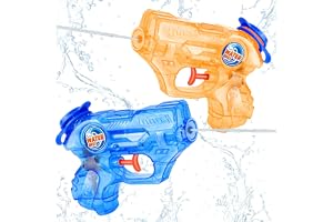 水鉄砲 2個セット子供用ミニ最大飛距離7m 5〜7メートル飛距離の小型ウォーターガン 夏のプール・海・水遊び・お風呂・パーティーに最適なおもちゃ ウォーターガン 玩具 子供用 大人 水遊びおもちゃ 水合戦 プール ビーチ キャンプ 川遊び 夏休み 海水浴 誕生日 プレゼント ギフト