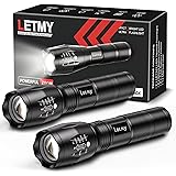 LETMY LED Tactical Flashlight S1000 PRO - 2 Pack Bright Military Grade Flashlights High Lumens - Portable Handheld Flash Ligh