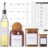 308 Kitchen Pantry Labels for Food Containers, 3 Sizes White Minimalist Organizing, Jars, Storage Bins, Preprinted Waterproof