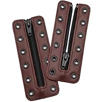 【ハンドメイド】本革　後付けブーツジッパー 7穴 スムースブラウン② 03ddc89b3fc720aac71b01bd34c637