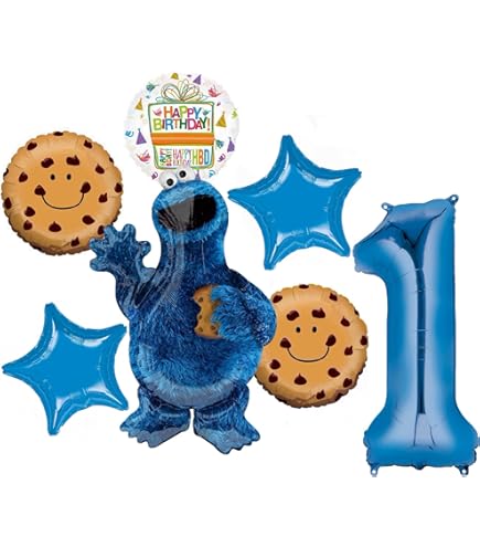 Milk & Cookies 1st Birthday Decorations Set - High Chair Banner, Cake Topper & Crown (Dark Blue)