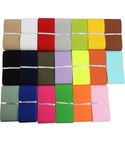 BENECREAT 13 Yards Flat Elastic Bands - 50mm Wide 12 Colors For Sewing