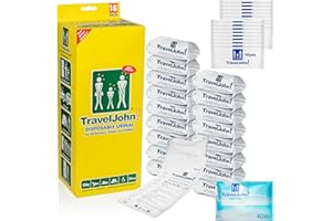 TravelJohn Disposable Urinal Bags 28oz (18 Pack) – Road Trip Essentials for Men, Women & Kids – Odorless Leakproof Portable U