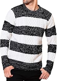 JIGGYS SHOP ニット セーター メンズ クルーネック Vネック ケーブル編み 厚手 長袖 防寒