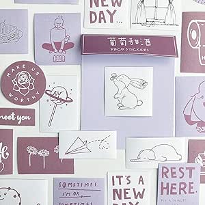 Amazon Tnyker シール フレークシール 手帳ステッカー 手描き イラスト 韓国風 スケジュール 手帳 ノート 手紙 カレンダー シンプル おしゃれ かわいい 60枚セット えびいろ シール ステッカー 文房具 オフィス用品