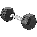 Amazon Basics Rubber Encased Exercise and Fitness Hex Dumbbell Hand Weight for Strength Training