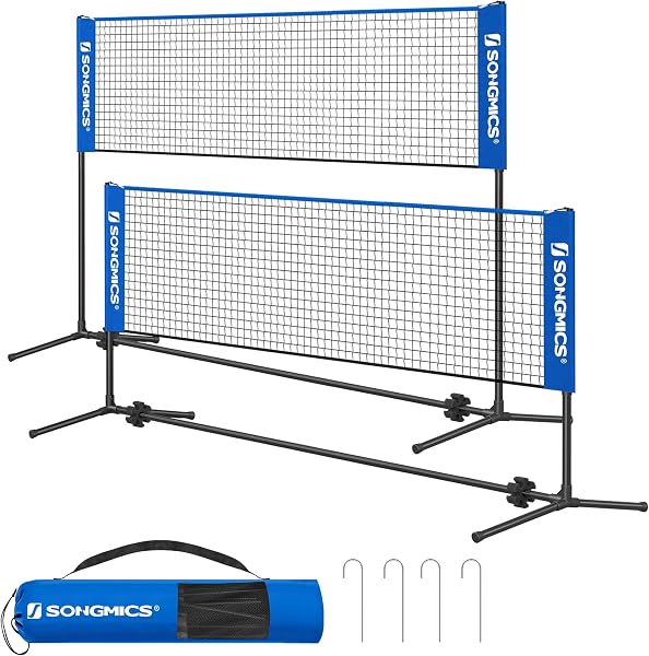 SONGMICS バドミントン ネット ポータブルバドミントンネット 幅3M/4M /5M調節可能な高さ(1.07m~1.55m) キャリングバッグ付き、競技トレーニング用、公園または裏庭でのプレー用 - 1