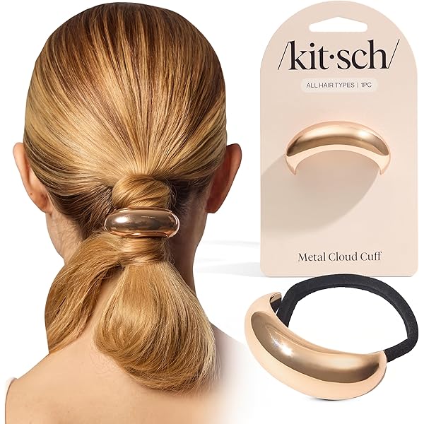 3PCS Gold Hair Ties, Metal Hair Ties for Thick Hair, Elegant