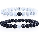 Cherry Tree Collection Couples Distance Bracelets | His and Hers | Gemstone Beaded Stretch Bracelets 8mm Round Beads