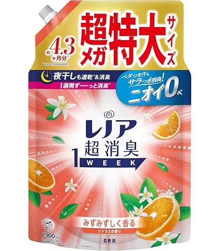 P&G レノア 超消臭 1WEEK 2100mL x 4本 Amazon | P&G レノア 超消臭 1week みずみずしく香るシトラスの香り