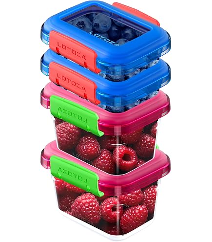 Linkidea 4-Pack Snack Containers With 3 Removable Compartments - BPA-Free, Microwave & Dishwasher Safe (4.5 Oz Each)